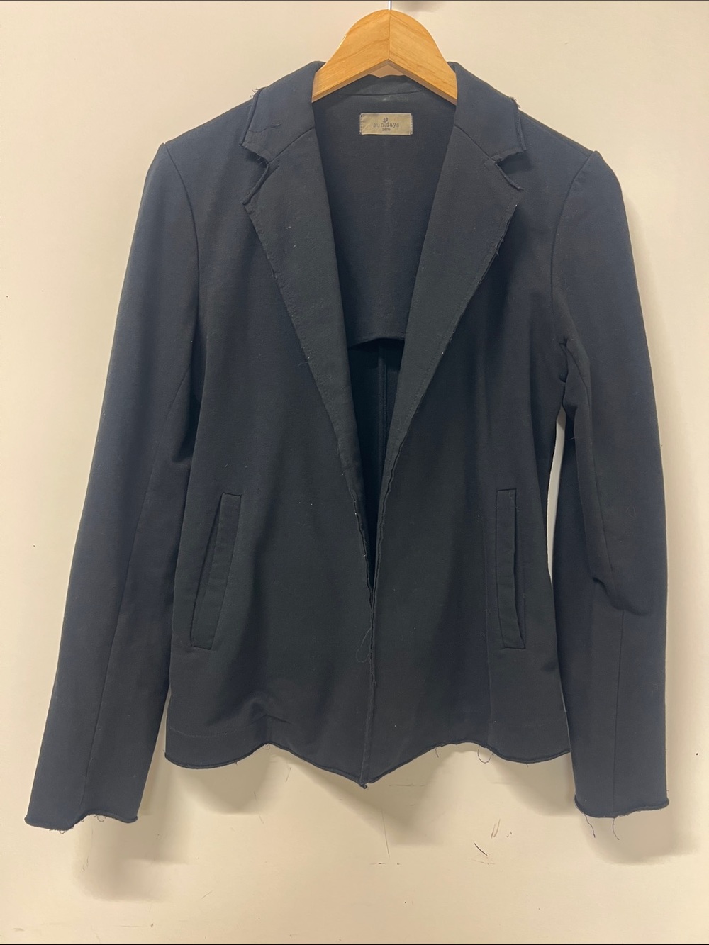 Sundays, Size Zero, Jacket, Black, Pockets, Exposed Stitching, Unfinished Hems